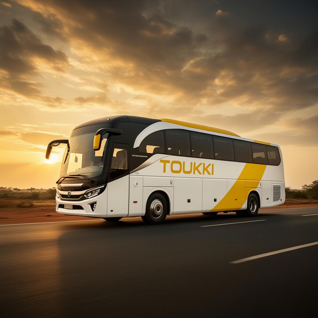 Car Toukki sur la route entre Dakar et le Fouta au Sénégal